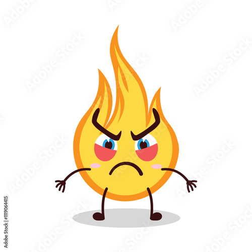 cute provoked expression of fire cartoon character