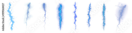 PNG Blue lightning thunder set on transparent background