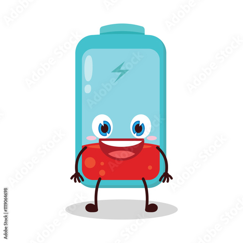 cute happy expression of empty battery cartoon character