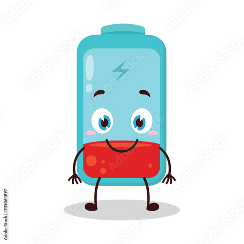 cute smile expression of empty battery cartoon character