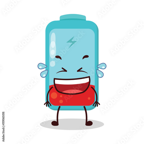 cute laugh out loud expression of empty battery cartoon character