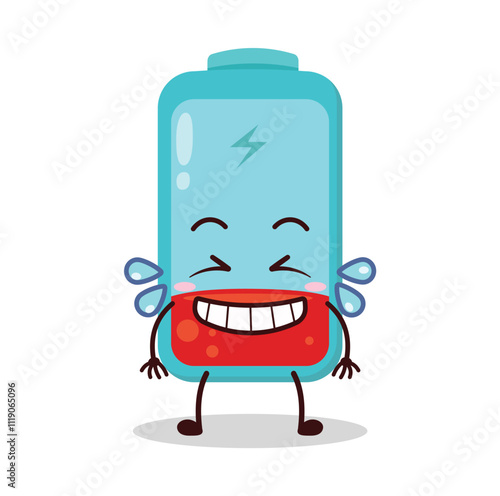 cute pleased expression of empty battery cartoon character