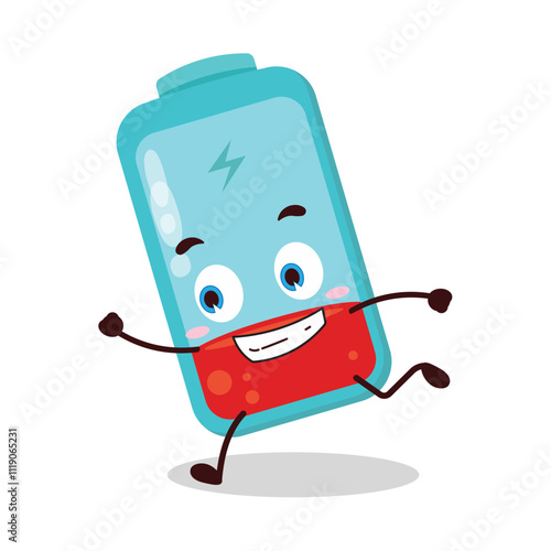 cute rush running expression of empty battery cartoon character