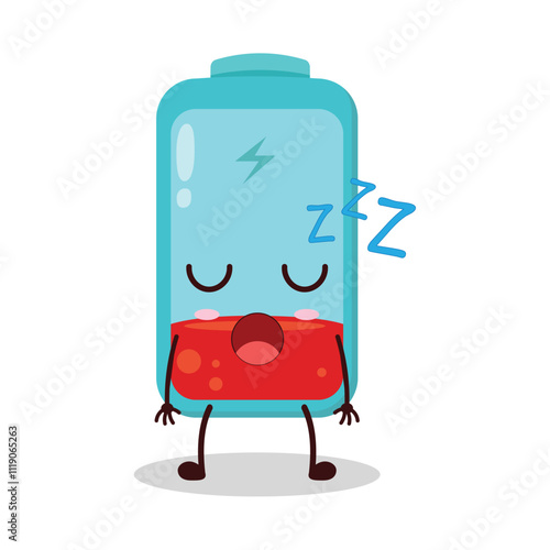 cute rest expression of empty battery cartoon character