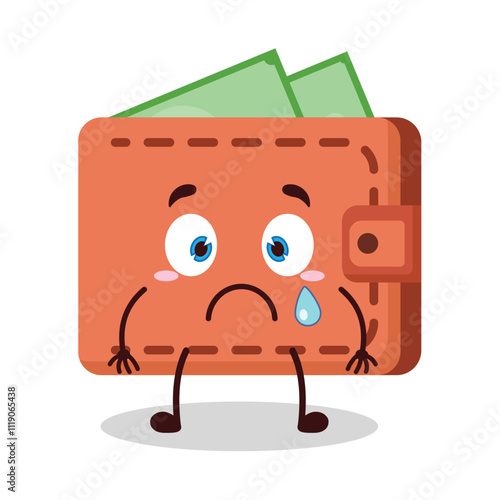 cute nervous expression of wallet cartoon character