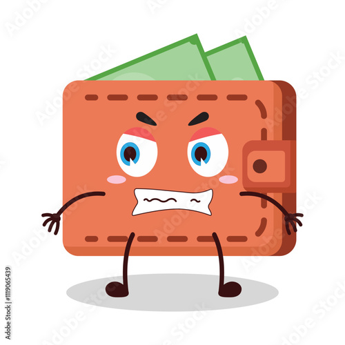 cute angry expression of wallet cartoon character