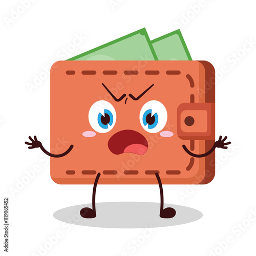 cute why expression of wallet cartoon character