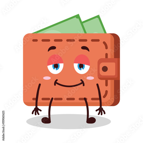 cute lazy expression of wallet cartoon character
