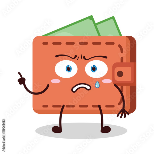 cute weird expression of wallet cartoon character