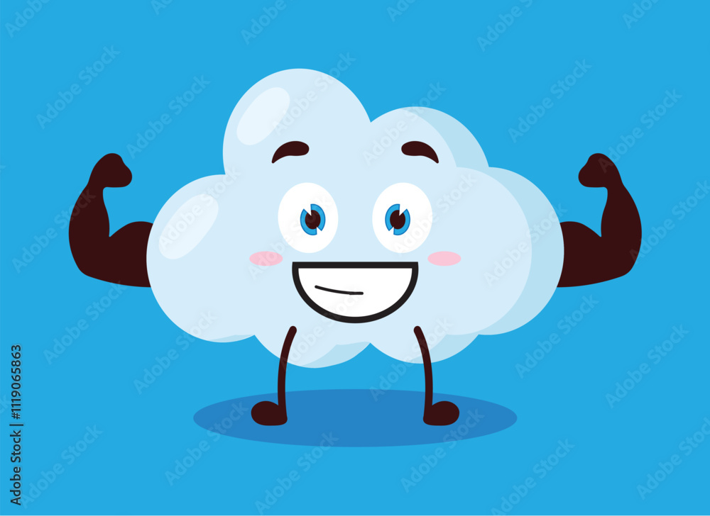 cute masculine healthy athlete expression of cloud cartoon character cute masculine healthy athlete expression of cloud cartoon character