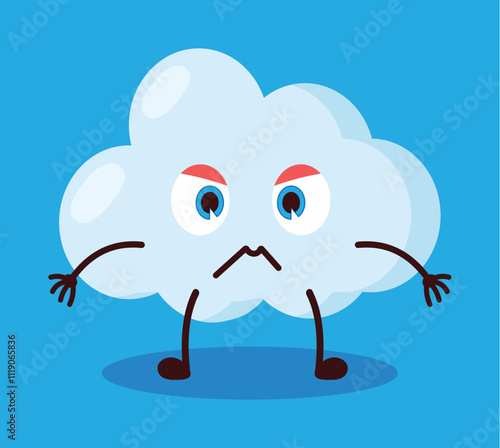 cute irritated expression of cloud cartoon character