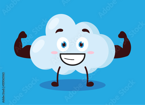cute masculine healthy athlete expression of cloud cartoon character