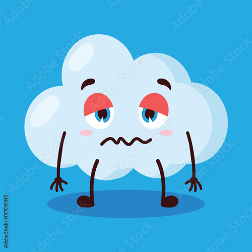 cute nope expression of cloud cartoon character