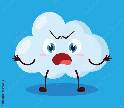 cute why expression of cloud cartoon character