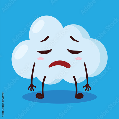 cute tired expression of cloud cartoon character