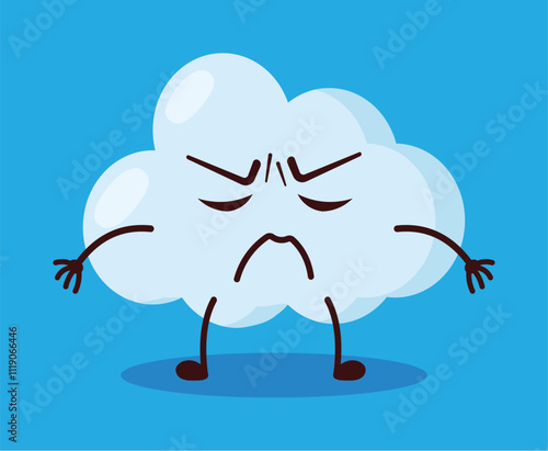 cute mad expression of cloud cartoon character