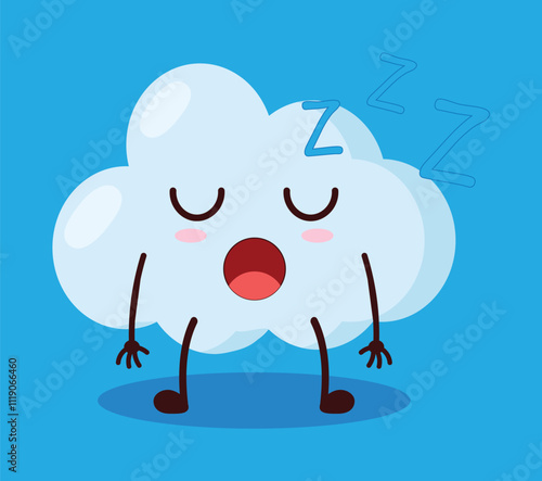 cute rest expression of cloud cartoon character