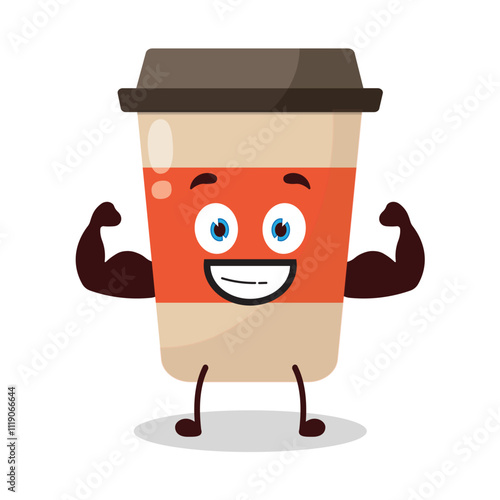 cute masculine healthy athlete expression of coffee cup cartoon character
