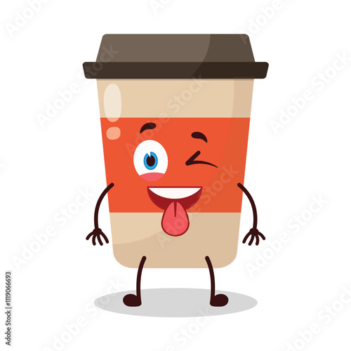 cute teased expression of coffee cup cartoon character
