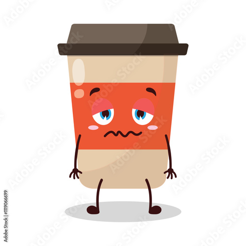 cute nope expression of coffee cup cartoon character