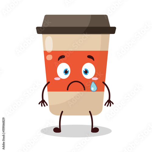 cute nervous expression of coffee cup cartoon character
