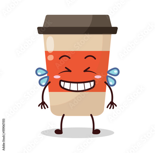 cute pleased expression of coffee cup cartoon character