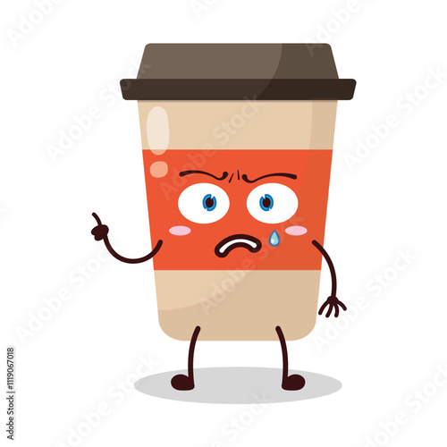 cute weird expression of coffee cup cartoon character