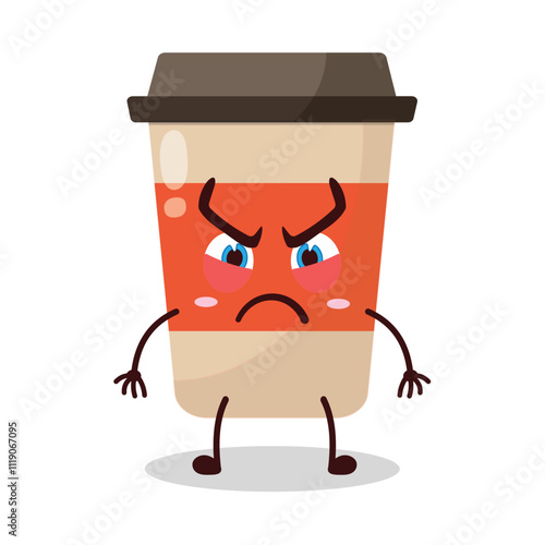 cute provoked expression of coffee cup cartoon character