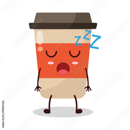 cute rest expression of coffee cup cartoon character