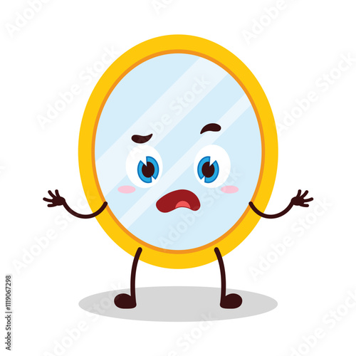 cute don't know expression of mirror cartoon character