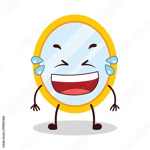 cute laugh out loud expression of mirror cartoon character