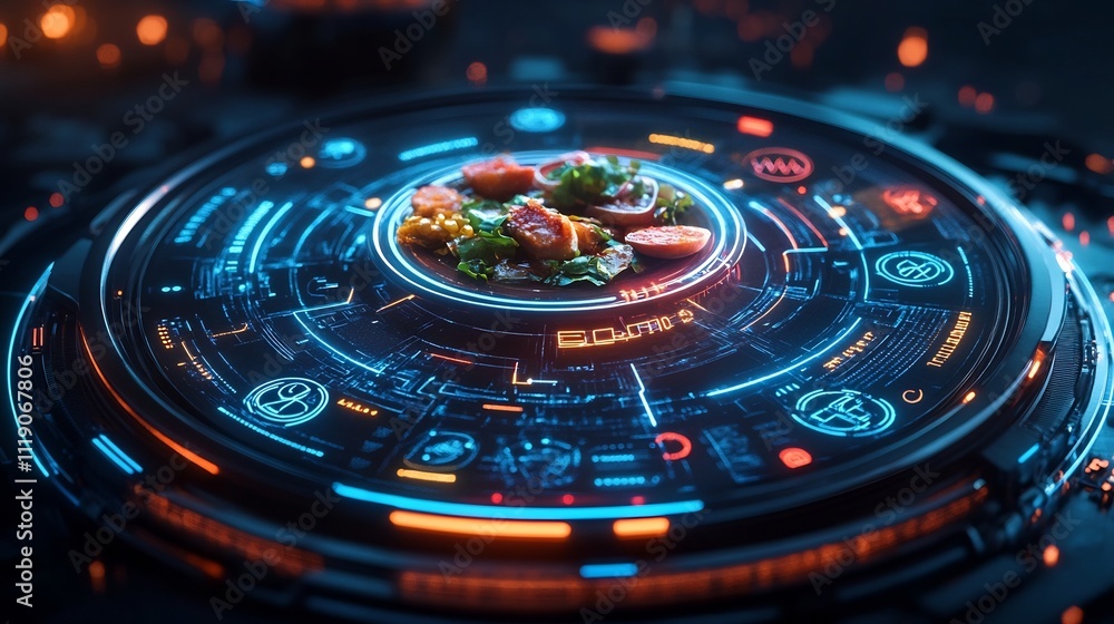 Futuristic Digital Interface with Holographic Data Visualization and Analytics Futuristic Digital Interface with Holographic Data Visualization and Analytics