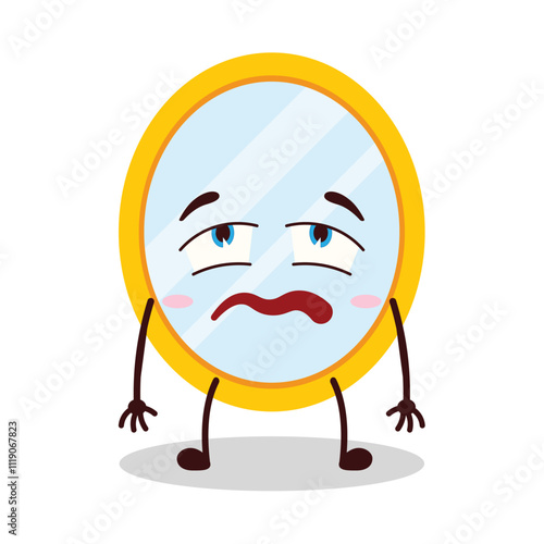 cute bored expression of mirror cartoon character