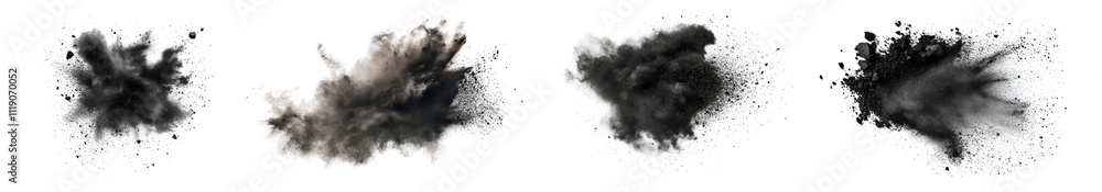 PNG Dust flying powder effect set on transparent background PNG Dust flying powder effect set on transparent background