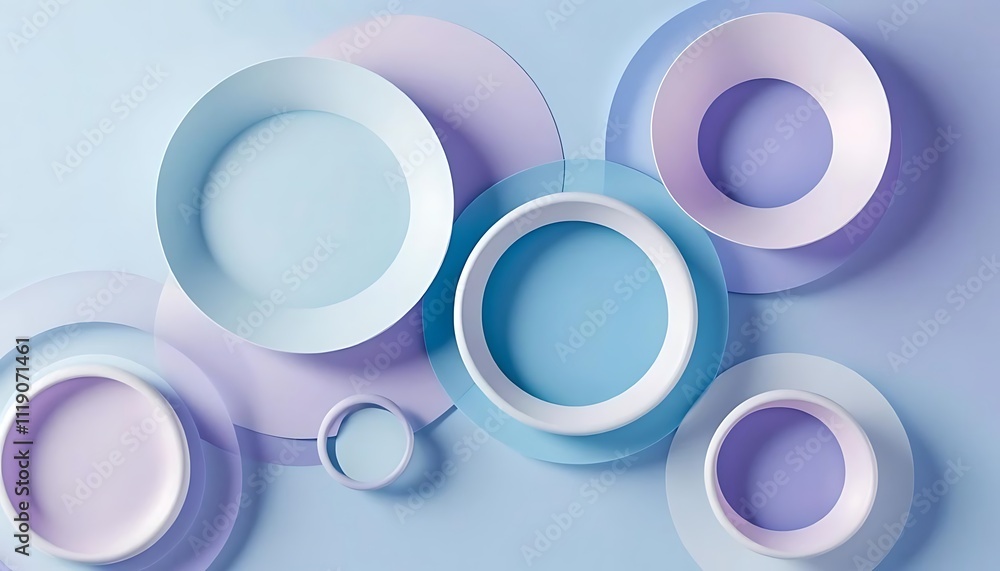 Abstract Floating Circles in Pastel Blue and Lilac Tones Abstract Floating Circles in Pastel Blue and Lilac Tones