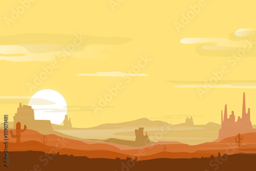 Wallpaper Mural desert vector illustration in a bright, calm and quiet atmosphere Torontodigital.ca