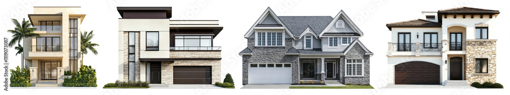 PNG House architecture building set on transparent background PNG House architecture building set on transparent background