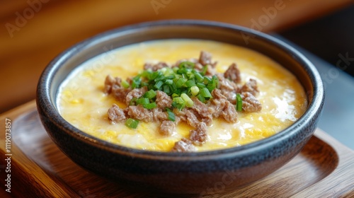 Savory Beef and Egg Dish Served in a Rustic Bowl