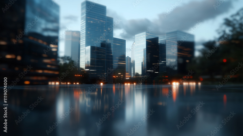 Modern Skyscrapers Reflecting in Urban Night
Modern Skyscrapers Reflecting in Urban Night