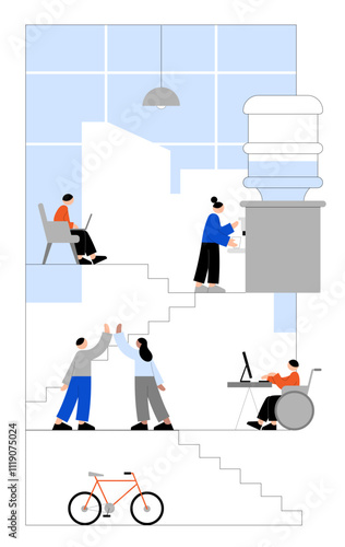 Young people working in coworking space