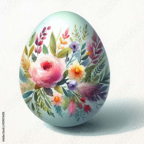 52 Watercolor Egg Egg painted with loose watercolor strokes Izob photo