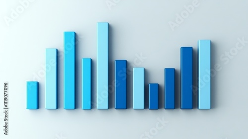 Abstract Blue Bar Graph Representation on Light Background