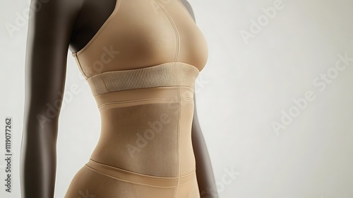Beige Sportswear On Mannequin Displaying Athletic Design