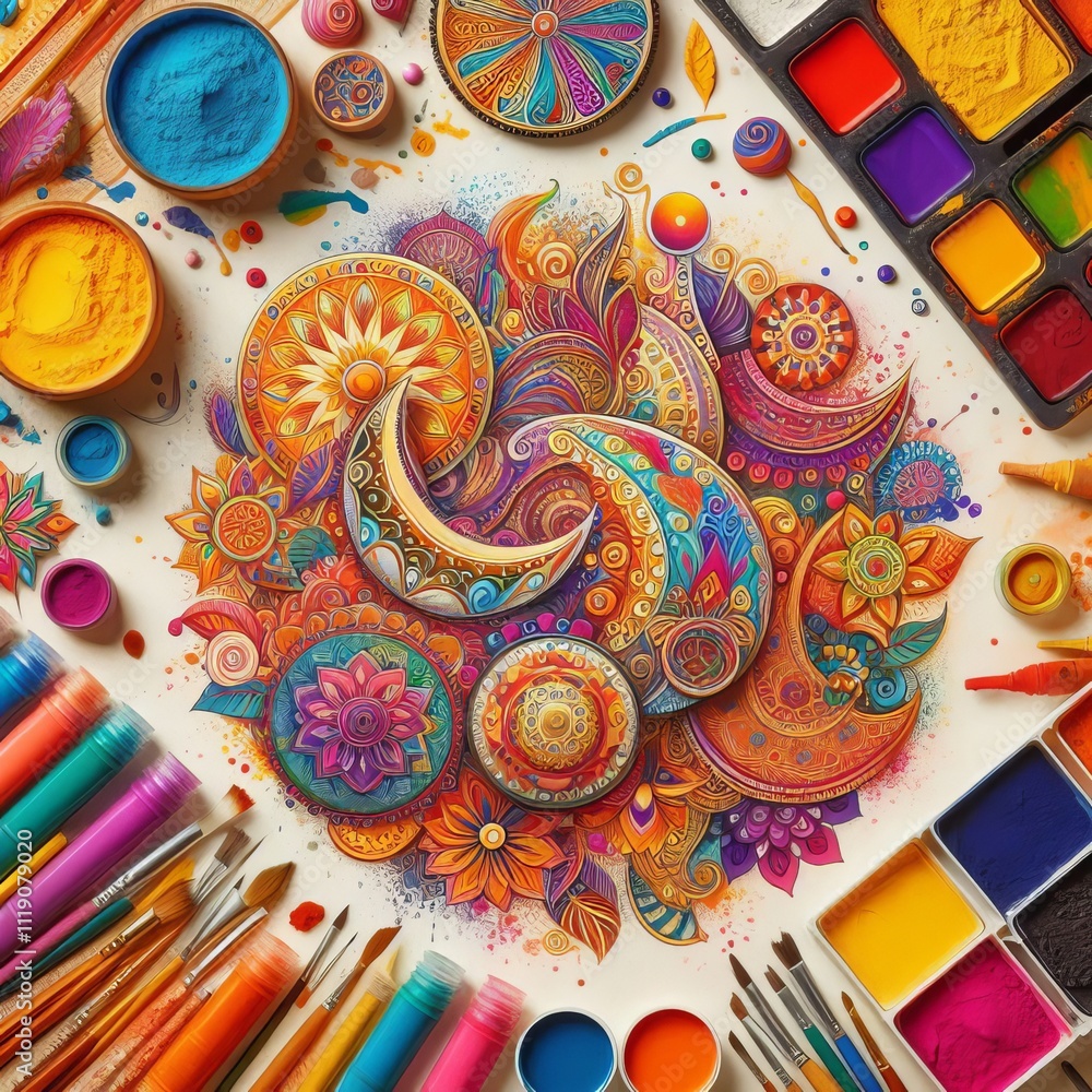 Fototapeta premium 60 Holi Art and Craft Supplies Izobrajenie 1 iz 4