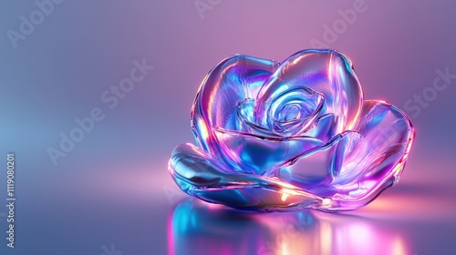 Elegant Transparent Rose Sculpture with Colorful Light Reflections