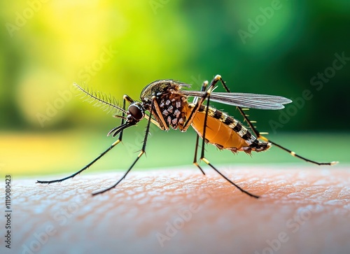 Wallpaper Mural Close-up of Tiger Mosquito Feeding on Human Skin Macro Photograph Torontodigital.ca