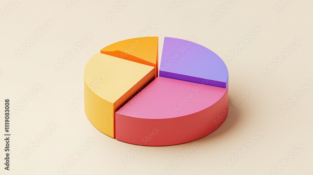 Obraz premium Colorful Pie Chart Model on a Soft Beige Background for Analysis