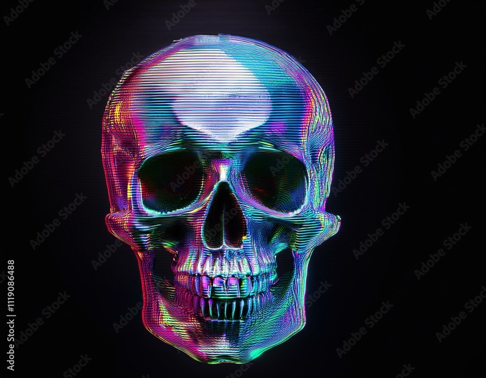 skull a Glitch Art Style on black background skull a Glitch Art Style on black background