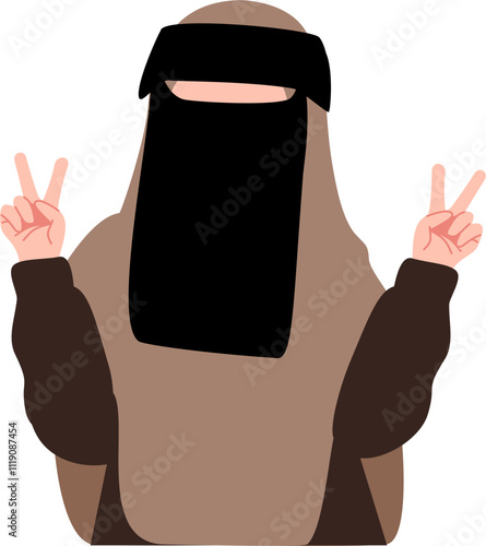 Muslim woman wearing niqabis or veil illustration