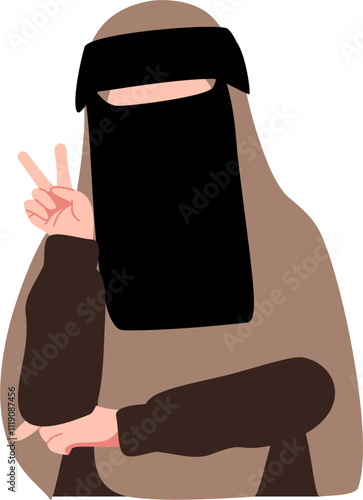 Muslim woman wearing niqabis or veil illustration